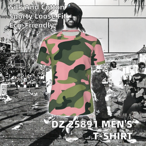 T-shirt pour homme à imprimé camouflage, séchage rapide, imprimé par sublimation, col rond, manches courtes, coupe ample, streetwear décontracté, 100% coton et élasthanne - Product Image 2