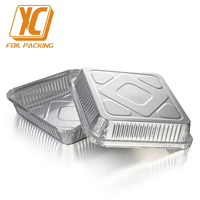 Barquette alimentaire jetable carrée en aluminium avec couvercle en PET, option logo personnalisé, vente directe d'usine