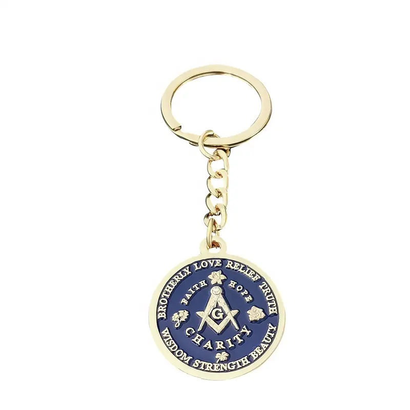 Masonic keychain 3D logo Auto brand mini keyring custom keychain pendant accessories metal bronze chain