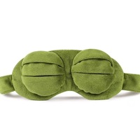 Masque pour les yeux en peluche mignon, masque pour les yeux en peluche 3D en forme de grenouille verte, masque pour les yeux pour se détendre, dormir, voyager, anime