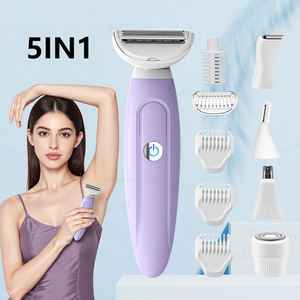 Épilateur électrique 5 en 1 pour femmes OEM, rasoir électrique, épilation indolore, visage, bikini, pubis, corps, voyage à domicile, étanche, rechargeable - Product Image 1