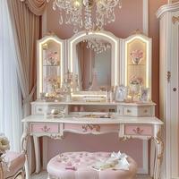 Table à langer extensible et réglable de style européen de luxe avec miroir et tiroirs pour chambre à coucher, hôtel et appartement