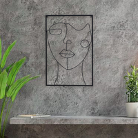 Sculpture d'art en métal à une ligne Cadre de décoration murale Statue Art déco Tête de femme Art abstrait Décoratif Rectangle suspendu 200PCS