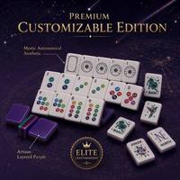 Ensemble de Mahjong Américain de Luxe Personnalisé sur Mesure 160 Pièces 32mm Acrylique 4 Couches avec Jokers et Fleurs, Dos Violet, Face Verte, pour le Divertissement