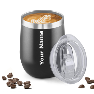 Tasse à vin bleu marine 12 oz, tasses à vin personnalisées, tasse à café pour fête, tasses en forme d'œuf, revêtement poudré, mug à bière minimaliste pour impression UV - Product Image 1