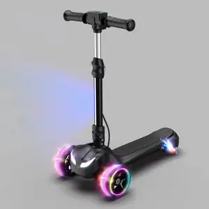 Wholesale Upgraded Kids 3-Wheel Electric Kick Scooter with LED Light Bar and LCD Display Foldable Height Adjustable Alloy Body