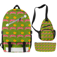 Nouveauté Sac à dos scolaire pour ordinateur portable de grande capacité, imperméable, entièrement imprimé, personnalisé, Cookie RAW Backwoods, ensemble 3 en 1