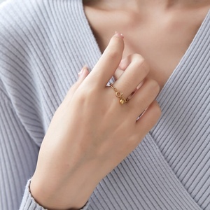 Anillo de Cadena de Bolas de Acero Inoxidable a la Moda, Cadena Minimalista para Suéter, Tamaño Ajustable, Regalo Infantil y Moderno - Product Image 2