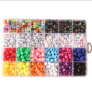 Plastic Acrylic Beads Box Set Kit Alphabet letter bead Glass Seed Pony Beads for Jewelry Making Kid DIY Materials