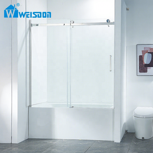 OEM ODM Porte de douche <span class=keywords><strong>baignoire</strong></span> en acier inoxydable verre trempé double paroi de douche coulissante sans cadre - Product Image 1
