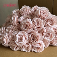 Rose artificielle en soie rose poudré à tige unique, en promotion, pour centre de table de mariage, arrangement floral, décoration