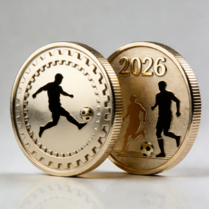 Moneta da Collezione di Alta Qualità, Placcata in Oro Lucido, Moneta Sportiva Portafortuna in Metallo con Logo in Rilievo, Collezioni di Monete da Calcio - Product Image 1