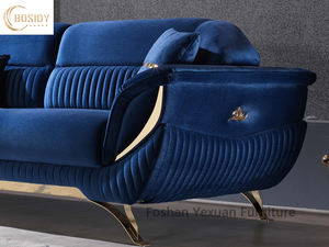 أثاث غرفة نوم ، قماش فاخر وعصري ، خشب معدني أزرق كبير بتصميم إيطالي من الألياف الدقيقة المنزلية الراقية في قوانغدونغ - Product Image 4