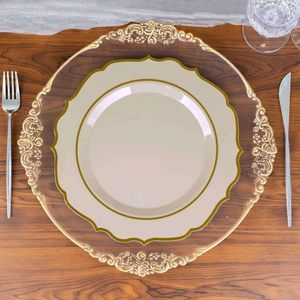 Grosir Pabrik piring makan malam plastik Foil emas mewah disesuaikan peralatan makan sekali pakai pesta pernikahan jumlah besar - Product Image 3