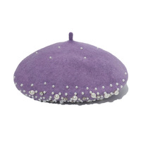 Béret en Laine Hiver Scintillant pour Femme avec Strass et Perles – Couleur Unie – Nouveauté Tendance