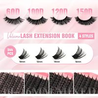 Coffret de faux cils style européen et américain, à colle thermofusible, DIY, pack mixte segmenté, grande capacité, naturels, épais, volumineux, en coton noir