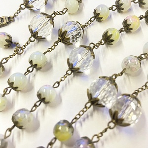 Collar con colgante de <span class=keywords><strong>cruz</strong></span> de Jesús y cielo estrellado, collar con cuentas de perlas redondas de 8mm - Product Image 2
