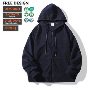 OEM 100% Cotton Full Zip Hoodie Solid Color French Terry Regular Fit Custom Logo High Quality Zipper Men Hoodie Manufacturer - Product Image 2