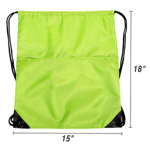 Factory Wholesale Custom Logo <b>Drawstring</b> Backpack With Front Zipper Pocket Polyester Gym Sack <b>Bag</b> Bulk Promotional Cinch <b>Bag</b> - Product Image 2