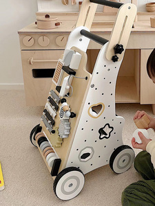 COMMIKI <span class=keywords><strong>poussette</strong></span> multifonctionnelle en bois pour tout-petits bébé éducatif éducation précoce planche occupée jouet en bois panier - Product Image 2