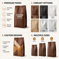 Sacs à café en vrac de qualité alimentaire pour café moulu, imprimés sur mesure, 12 oz, avec valve unidirectionnelle, pour thé, produits secs, café