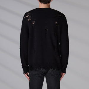 Custom Knitted <b>Pullover</b> Autumn Winter Casual Hip Hop Party Mens <b>Jumper</b> Top Long Sleeve Distressed Knit Sweater - Product Image 4
