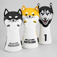 Ensemble de housses de clubs de golf personnalisées Husky en cuir PU, motifs animaux, pour driver et fairway wood, avec logo brodé, vente en gros OEM