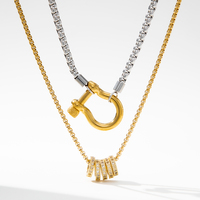 YF3097 Bijoux Étanche Collier Ras-du-Cou Chaîne Maille Forçat en Acier Inoxydable Plaqué Or 18K Double Couleur Épaisse Fer à Cheval