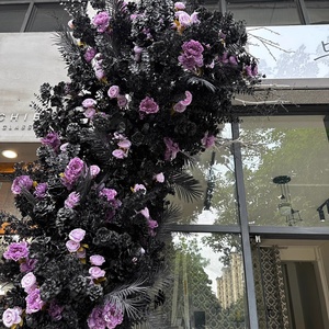 KEWEI 1003 Plantas Artificiales Decorativas Negro <span class=keywords><strong>Rosa</strong></span> Negro Eucalipto Artículos de Halloween para Floristería - Product Image 1