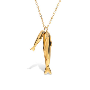 Collar con Colgante de Piscis, Chapado en Oro de 18K, Acero Inoxidable, Forma de Animal, Joyería Unisex para Uso Diario - Product Image 1