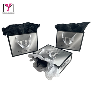 TD HAIR GO Luxury Paper Bags Set with <b>Drawstring</b> <b>Pouches</b> and Ribbon Handles Silver Foil Stamping Fashion Accessories - Product Image 6