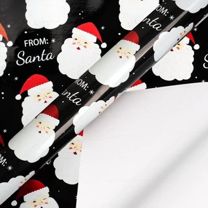 Custom Eco-Friendly Recyclable Santa Claus Black Metallized Gift <b>Wrapping</b> <b>Paper</b> Roll Single Side Coated Waterproof Digital - Product Image 6