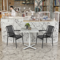 Table à manger moderne en fonte et mélamine de Foshan, chaise robuste en aluminium empilable pour restaurant, école, extérieur, villa, salon