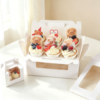 Confezione da 6 Scatole per Cupcake in Stile Finestra, Realizzate con Materiali Riciclati, con Rivestimento in Spugna, Monouso, per Dessert da Asporto (Kraft)