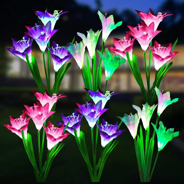 Garden Decorative Led Landscape Solar Flower Light Waterproof Outdoor Smart Flower Solar