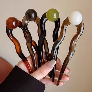 Horquilla retro en forma de U de aleación para mujer, de alta gama, para el peinado de la parte trasera de la cabeza, con diseño de discos y bolas, novedad de primavera. - Product Image 2