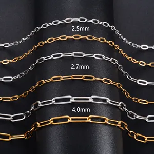 Collier minimaliste en acier inoxydable de 2,5/2,7/4 mm, chaîne à maillons en forme de trombone, pour femmes et hommes, couleur argent/or, collier ras du cou, bijoux en métal - Product Image 3
