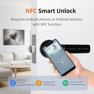 Serrure intelligente à verrouillage automatique Tuya Scanner biométrique Bluetooth <span class=keywords><strong>Code</strong></span> Cylindres Numérique Interne Électronique Poignée <span class=keywords><strong>de</strong></span> porte principale Serrure à mortaise - Product Image 3