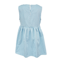 Ensembles de vêtements pour filles, robe décontractée en coton et lin, motif à carreaux bleus, col carré, sans manches, taille basse, coupe trapèze, vente en gros