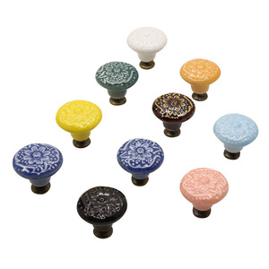 Good Writer <b>Ceramic</b> Zinc Alloy Cabinet Door <b>Knobs</b> Spherical Single Hole For Kitchen Storage Furniture Handles - Product Image 5