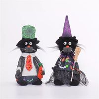 Ensemble de peluches de chat d'Halloween mignon et effrayant, décoration de table lumineuse pour cadeau de fête des enfants