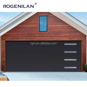 Cửa garage cửa cuốn điện, cách nhiệt, kính đen, khung nhôm gỗ thép mạ kẽm cổ điển - Product Image 3