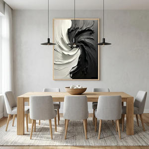 Cuadro Moderno de Naturaleza Muerta Abstracta en Blanco y Negro, Arte Decorativo Enmarcado para Colgar en la Pared, Lienzo Pintado a Mano con Técnica Mixta de Óleo, Personalizado - Product Image 6