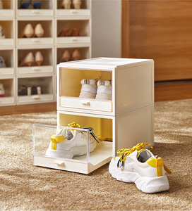 Drawer Type Sliding Plastic Shoes Box Gentry Stackable Display Cabinet Storage Box