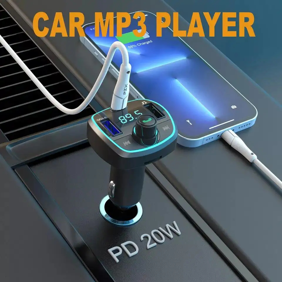 PZX มัลติฟังก์ชั่น Transmisores Fm MP3เครื่องเล่นเพลง,แฮนด์ฟรีไร้สาย QC3.0 PD 20.5W USB ชาร์จเร็ว Bt ที่ชาร์จในรถยนต์