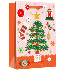 Bolsa de Compras Navideña de Cartón con Estampado en Caliente, Asa de Cinta Reciclable para Exhibiciones, <span class=keywords><strong>Supermercados</strong></span> y Promociones - Product Image 3