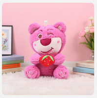 Peluche Ours Fraise à Visage Endormi Thème Fête Style Influenceur, Super Douce en Coton PP, Pendentif Porte-clés pour Machine à Pinces