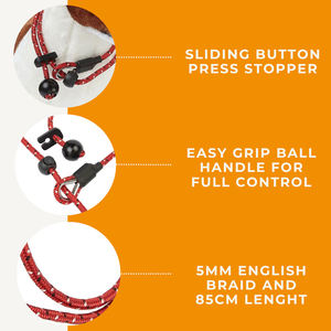Tali anjing kepang Inggris 33 inci dengan tombol geser tekan Stopper untuk papan piring hak dan latihan kontrol - Product Image 6
