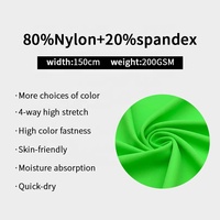 Lotes de Stock de Tejidos de Punto de Nylon Spandex Elásticos en 4 Direcciones, Color Sólido, Alta Solidez, 200GSM, Acabado Mate, para Bikinis, Trajes de Baño y Ropa Interior