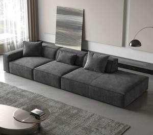 Bloque de podredumbre de frijol rojo de red nórdica, sofá de cuero genuino minimalista, Unidad de tamaño de sala de estar italiana, Escuela convertible Noble - Product Image 3